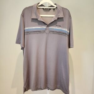 Travis Mathew Gray Blue Stripe Polo Golf Short Cotton Blend Sz L